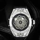 Premium Aura Geometric Metallic Men's Watch | Luxury Leather Strap, Alloy Case & Elegant Design